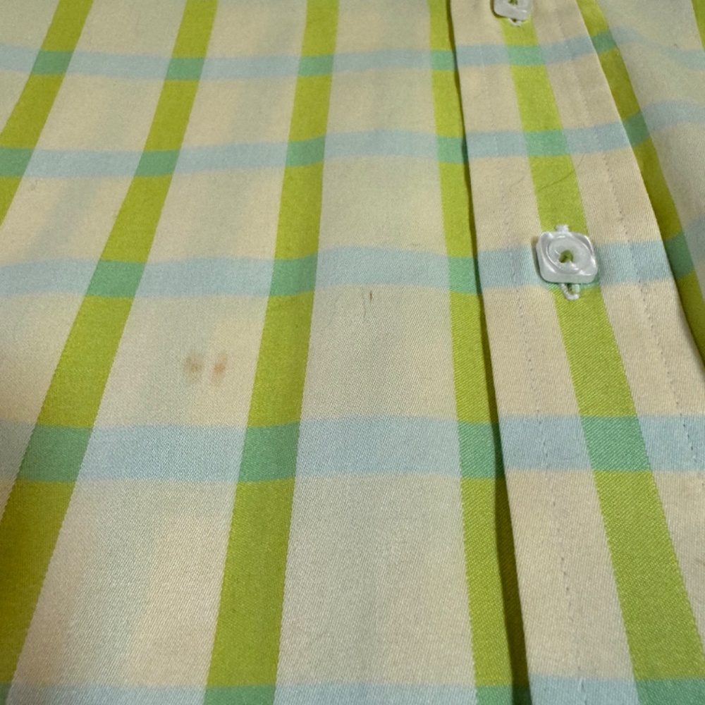 Bugatchi Button Down Yellow/Green Plaid Shirt - image 4